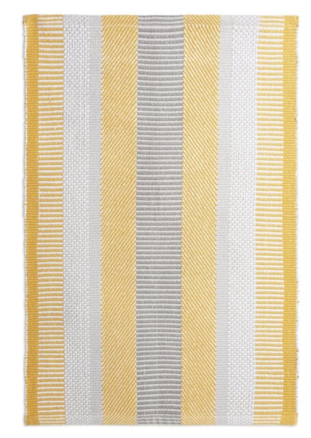 Habitat Horizontal Stripe Tufted Cotton Bath Mat - Mustard