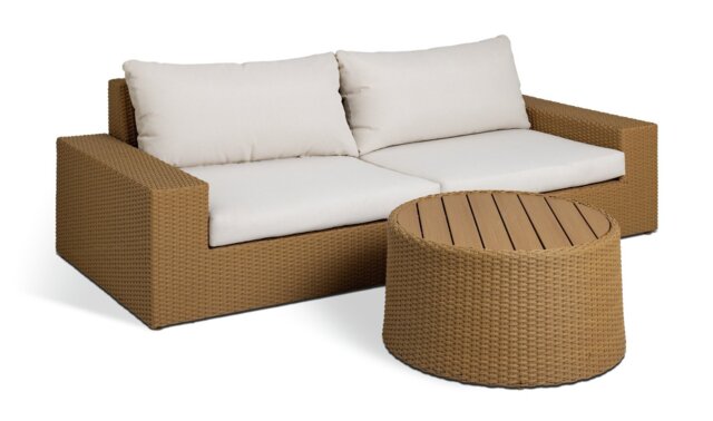 Habitat June 3 Seater Rattan Effect Garden Sofa Set - Brown