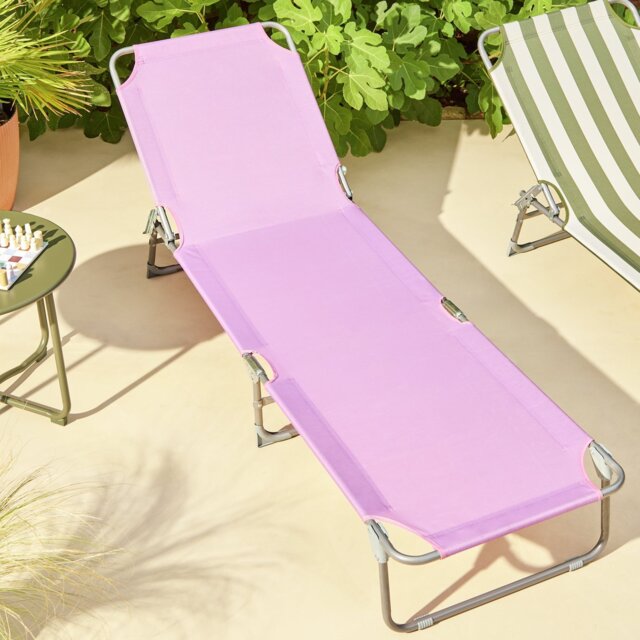 Habitat Folding Metal Sun Lounger - Green