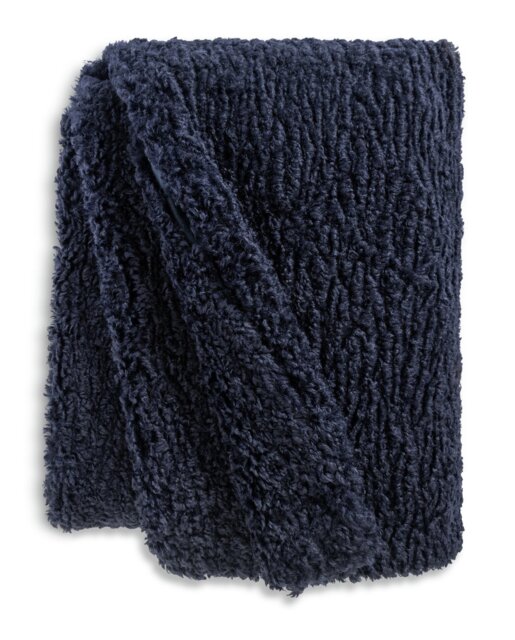 Habitat Faux Shearling Throw - Navy - 125X150cm