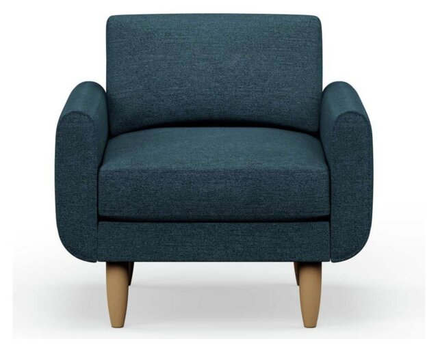 Hutch Fabric Round Arm Armchair - Aegean Blue