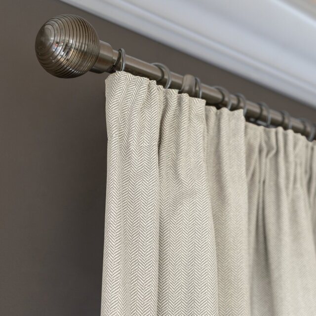Habitat Herringbone Fully Lined Pencil Pleat Curtains -Cream