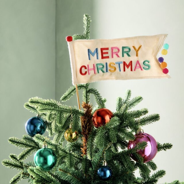 Habitat Merry Christmas Flag Tree Topper