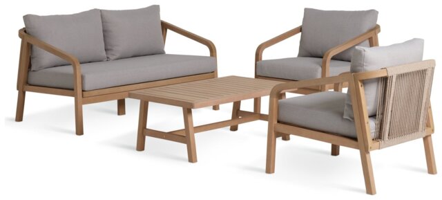Habitat Hania 4 Seater Wooden Garden Sofa Set  - Natural
