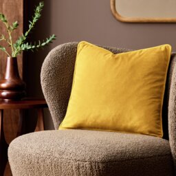 Habitat Velvet Cushion - Mustard - 43x43cm