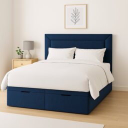 Millbrook Border Kingsize Fabric End Lift Ottoman Bed - Blue