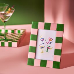 """Habitat Brights Checkerboard Pink & Green Resin Picture Frame - 4x6"""""""