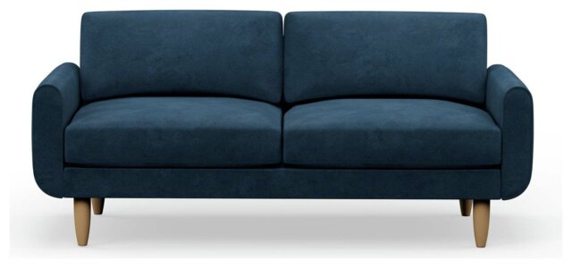 Hutch Velvet Round Arm 3 Seater Sofa - Ink Blue