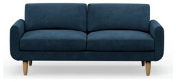 Hutch Velvet Round Arm 3 Seater Sofa - Ink Blue