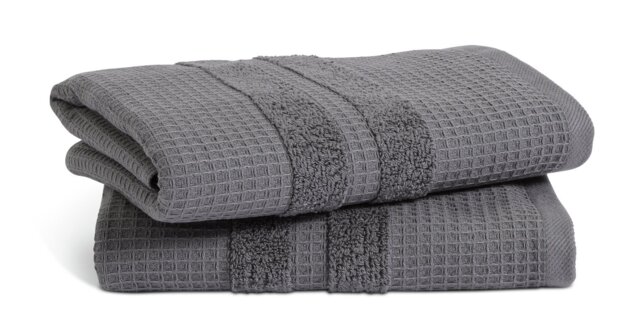 Habitat Cotton Waffle 2 Pack Hand Towel - Charcoal