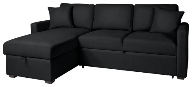 Habitat Reagan Left Hand Faux Leather Storage Sofa Bed - Black