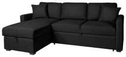 Habitat Reagan Left Hand Faux Leather Storage Sofa Bed - Black