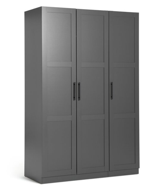 Habitat Munich Panelled 3 Door Wardrobe - Anthracite