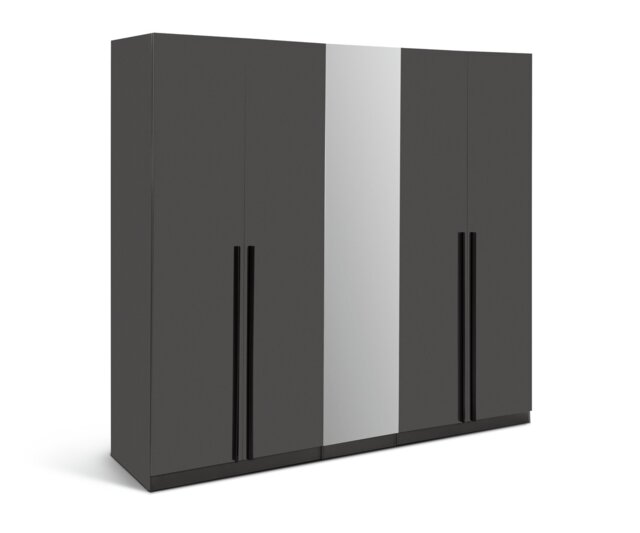 Habitat Munich 5 Door Mirror Wardrobe - Anthracite