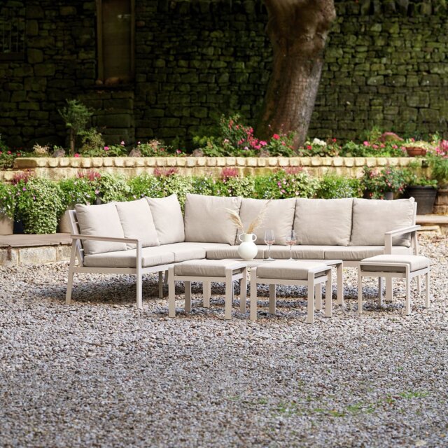 Pacific Aruba 10 Seater Metal Garden Corner Sofa Set - Grey