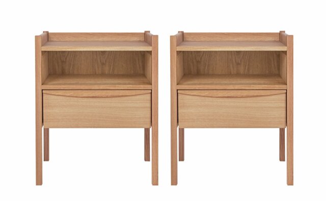Habitat Derwent 1 Drawer Set of 2 Bedside Table - Oak