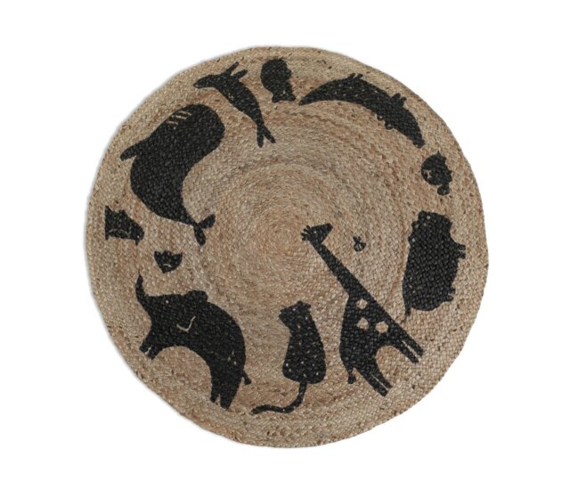 Habitat Kids Animal Round Natural Jute Flatweave Rug - 100cm