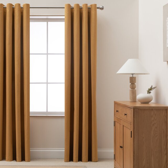 Habitat Blackout Eyelet Curtains - Mustard Yellow - 168x183cm