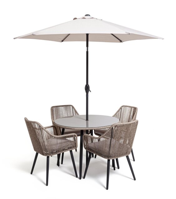 Habitat Malta 4 Seater Rattan Effect Patio Set - Natural