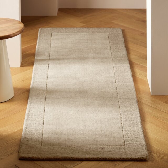Habitat Simple Border Taupe Wool  Runner - 66x200cm