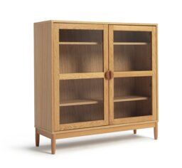Habitat Cornelia 2 Door Glass Short Display Cabinet -Natural