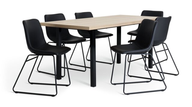 Habitat Zayn Birch Effect Dining Table And 6 Black Chairs