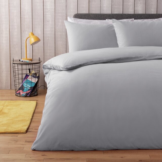 Habitat Easycare Plain Grey Bedding Set - Double