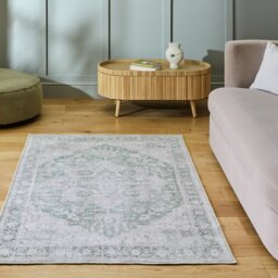 Habitat Vintage Effect Green Flatweave Runner - 80x150cm