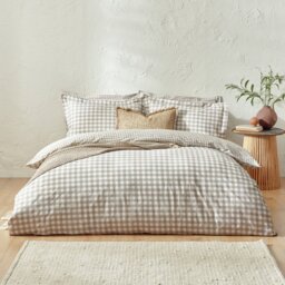 Yard Barton Cotton Check Natural Bedding Set - Double