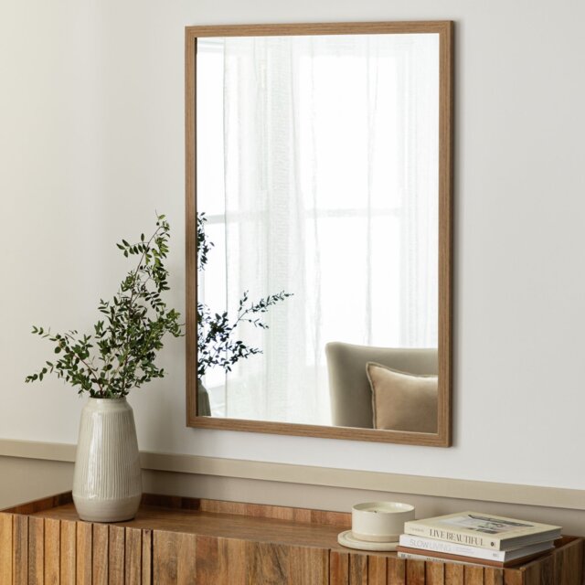 Habitat Oak Effect Mounted Wall Mirror - 105x75cm