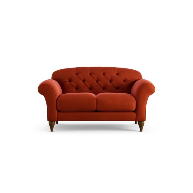 Habitat Brooker Velvet  2 Seater Sofa - Orange - Dark Leg