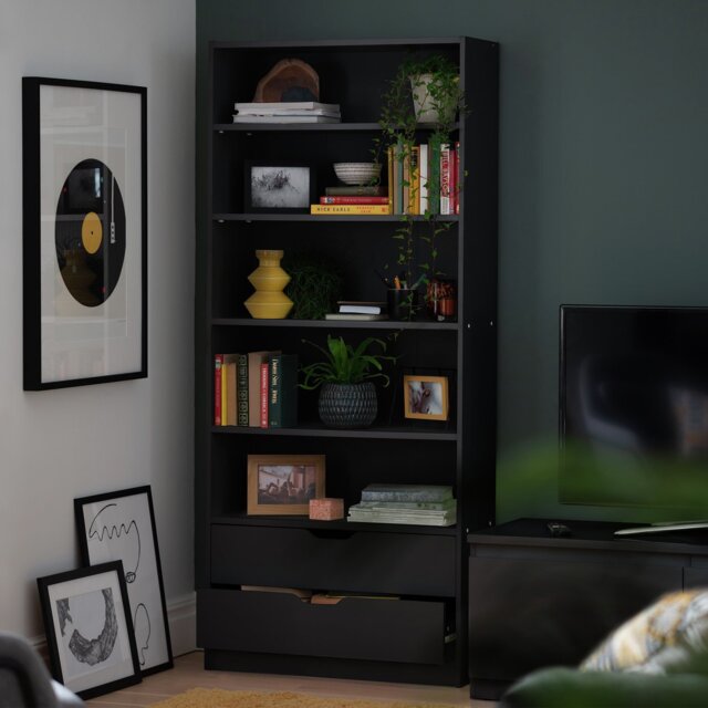 Habitat Compton 2 Drawer Bookcase - Black