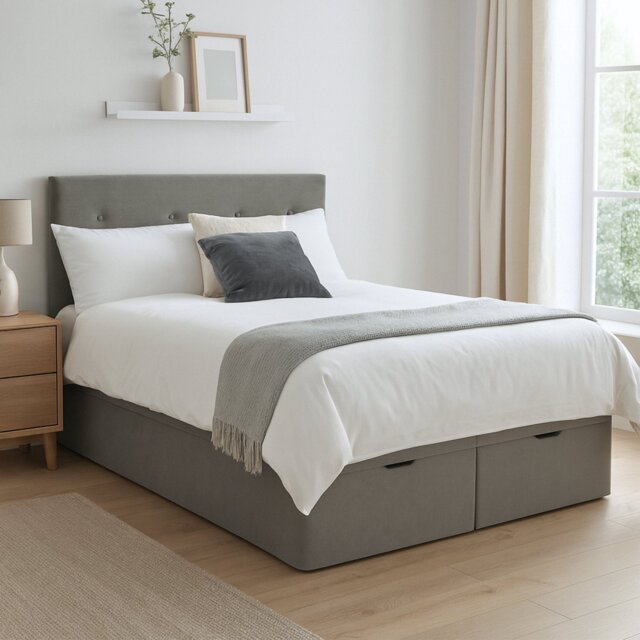 Millbrook Taylor Kingsize Fabric End Lift Ottoman Bed- Grey