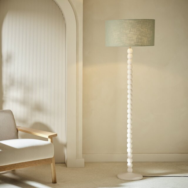 Habitat Bobbin Mango Wood Floor Lamp Base Only - Ivory