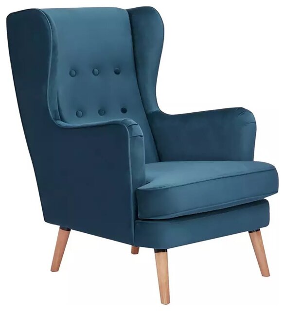 Habitat Callie Velvet Wingback Chair - Petrol Blue