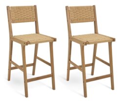 Habitat Faro Pair of Woven Oak Bar Stools - Natural
