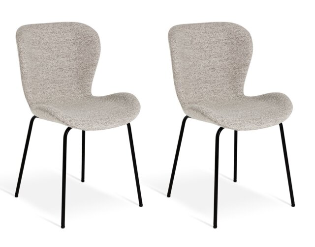 Habitat Etta Pair of Fabric Dining Chair - Natural