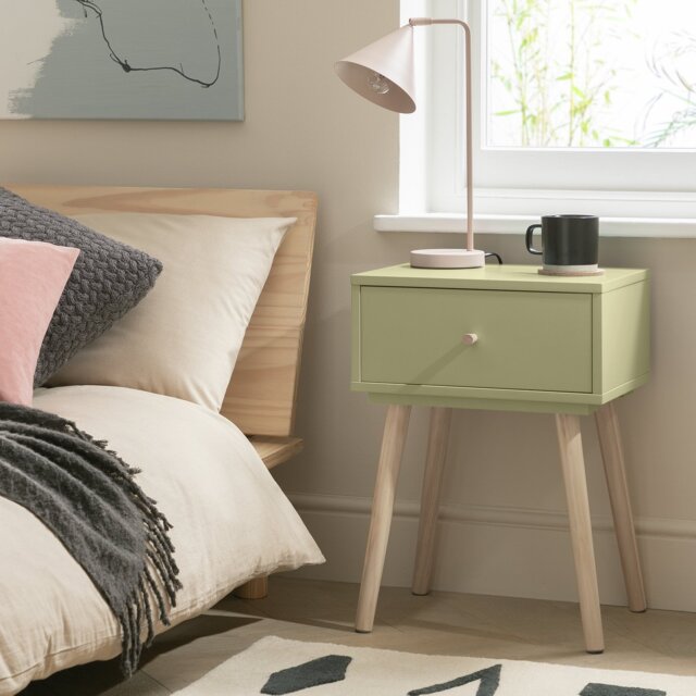 Habitat Otto 1 Drawer Bedside Table - Yellow