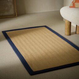 Habitat Herringbone Navy Border Jute Rug - 160x230cm