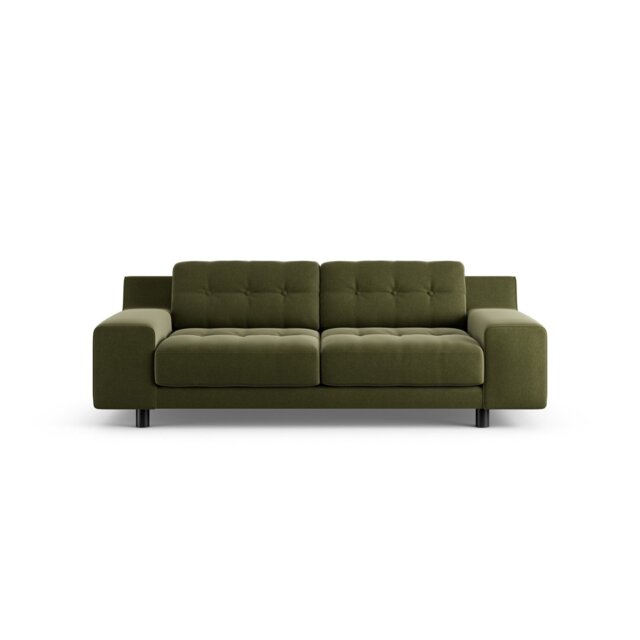 Habitat Hendricks Velvet 3 Seater Sofa - Green - Black Leg