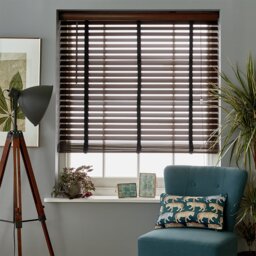 Habitat Wooden Brown 50mm Slat Venetian Tape Blind - 120cm