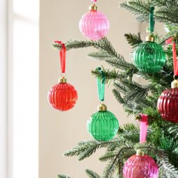 Habitat Pack of 6 Glass Christmas Bauble - Multicolour