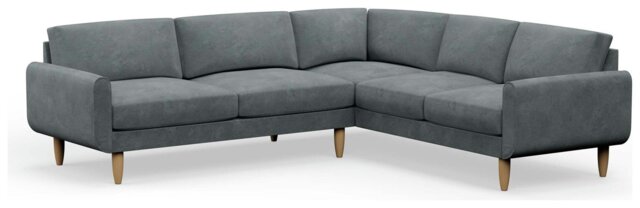 Hutch Velvet Round Arm 6 Seater Corner Sofa - Slate Grey