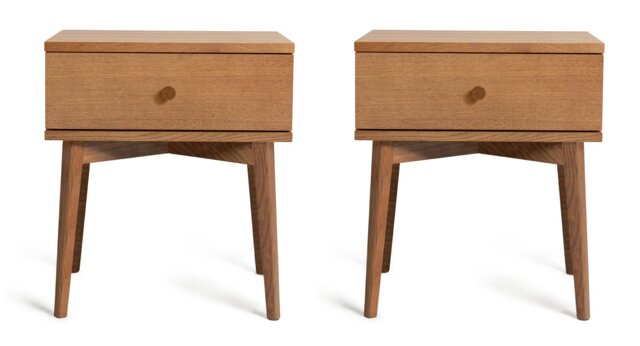 Habitat Kirk Oak 1 Drawer Set of 2 Bedside Table - Natural