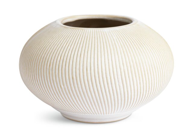 Habitat Small Ribbed Ceramic Vase - Natural