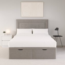 Millbrook Border Kingsize Fabric EndLift Ottoman Bed-Natural