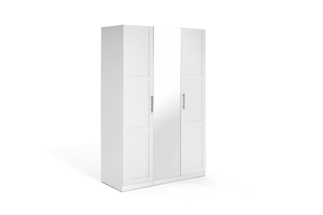 Habitat Munich Panelled 3 Door Mirror Wardrobe - White
