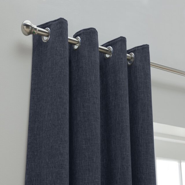Habitat Thermal Blackout Linen Look Eyelet Curtains - Navy - 117x137cm
