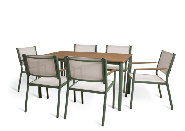 Habitat Mylar 6 Seater Metal Patio Set - Green