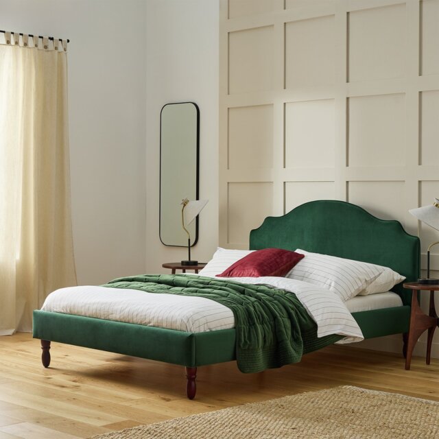 Habitat Sophia Double Velvet Bed Frame - Moss Green